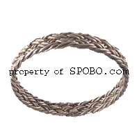 LADIES sterling silver bracelet vintage braided bangle